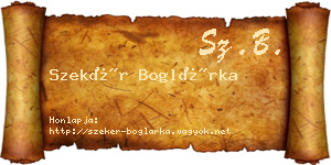 Szekér Boglárka névjegykártya